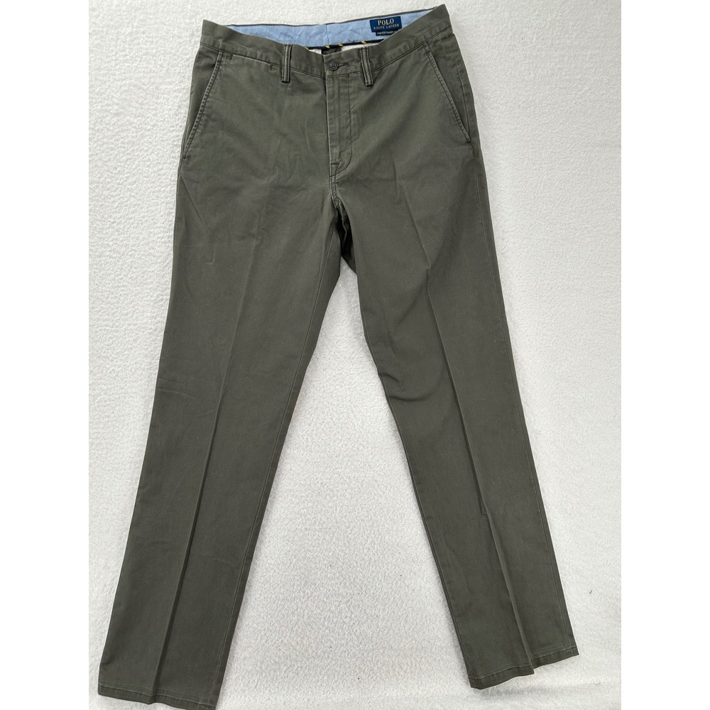 Polo Ralph Lauren Stretch Straight Fit Chino Pants Olive Green Mens 34/34